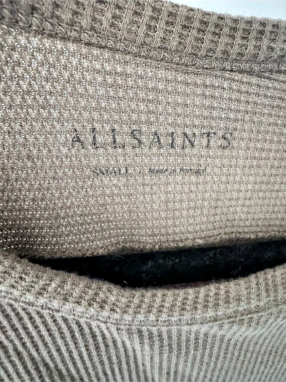 Allsaints Long Sleeve Ribbed Top in taupe Size Small men’s - Picture 3 of 4